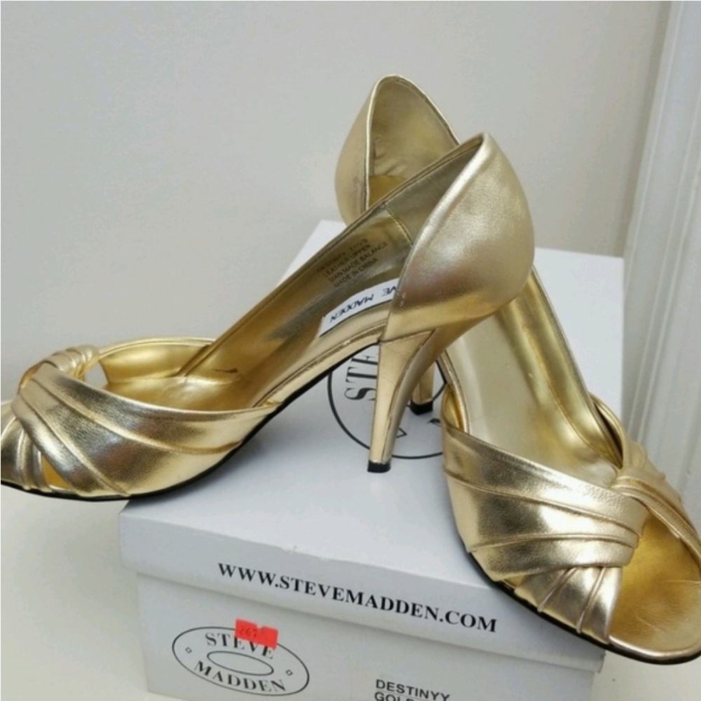 Steve Madden Half-d'Orsay Peep-Toe 3½" Heels, gold